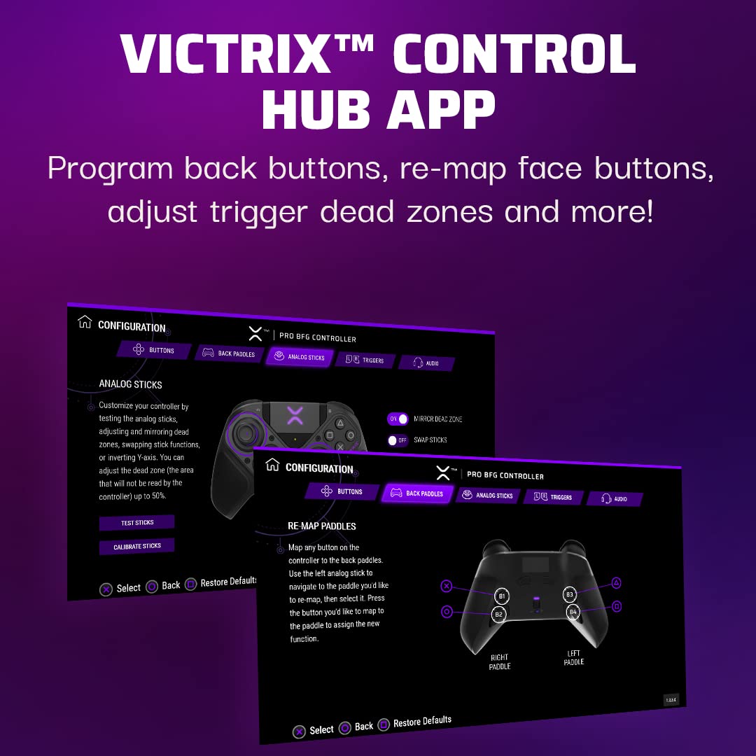 PDP Victrix Pro BFG Wireless Gaming Controller for Playstation 5 / PS5. PS4. PC. Modular Esports Gamepad. Remappable Buttons. Customizable Triggers/Paddles/D-Pad/Fightpad. PC App. Black