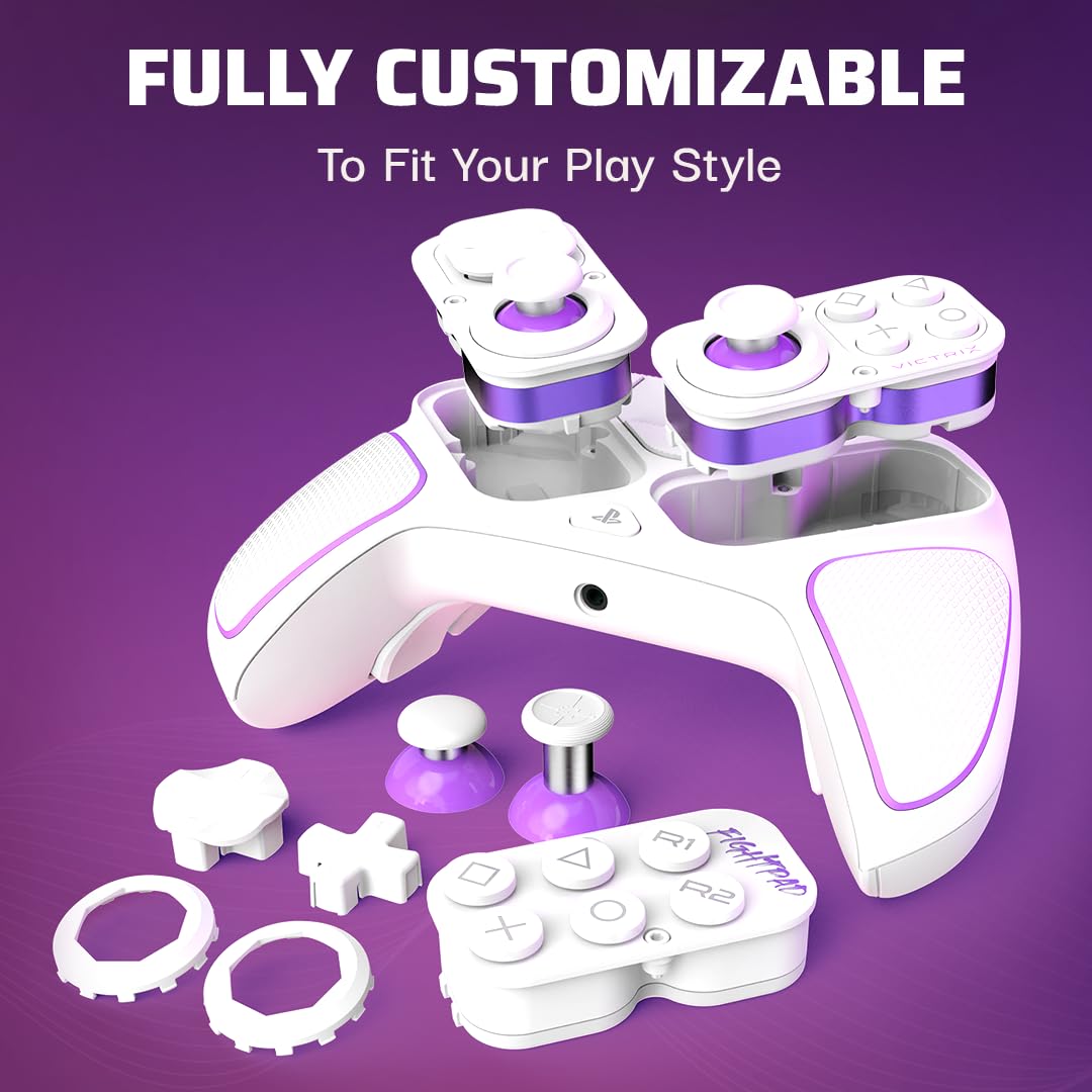 PDP Victrix Pro BFG Wireless Gaming Controller for Playstation 5 / PS5. PS4. PC. Modular Esports Gamepad. Remappable Buttons. Customizable Triggers/Paddles/D-Pad/Fightpad. PC App. White