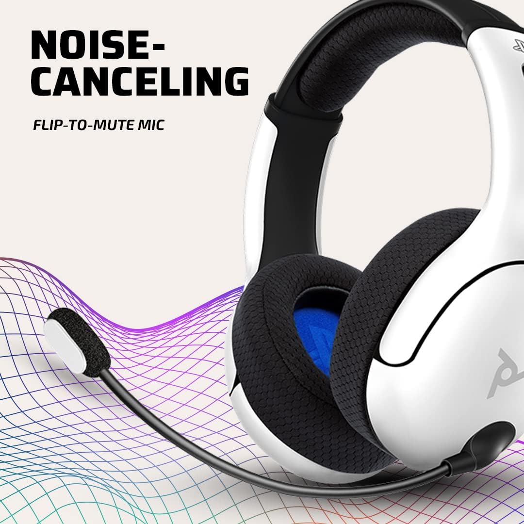 PDP LVL50 Wireless Stereo Gaming Headset. Officially Licensed by Sony PlayStation 5. PS5/PS4/PS3/PC. Lightweight Durable 40 Foot Connection. Noise-canceling Flip-to-Mute Mic. White