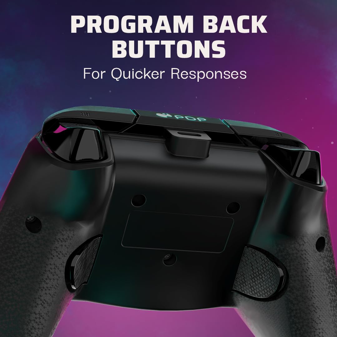PDP Gaming REMATCH GLOW Enhanced Wired ControllerLicensed Xbox Series X|S Gamepad, Xbox One, Windows PC, Mappable Back Buttons, Audio Control, Customizable Companion App: Space Dust Glow in the Dark