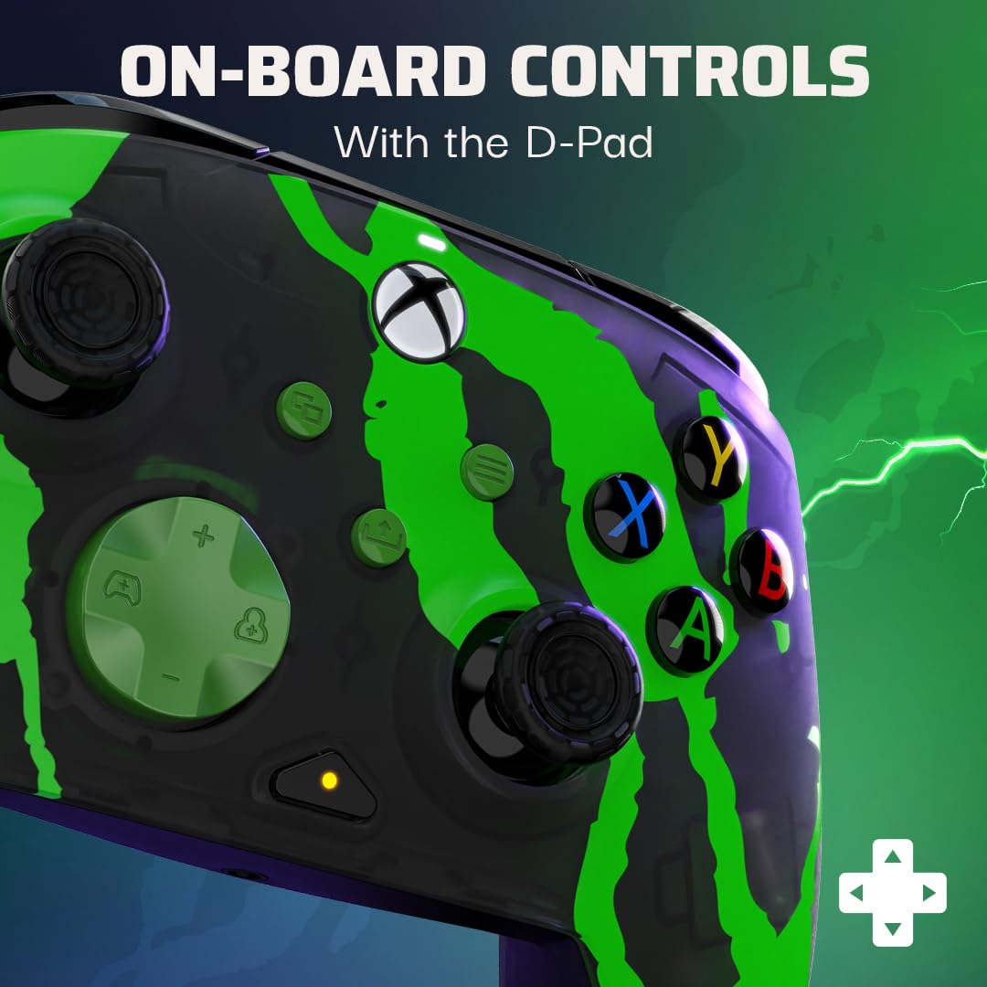 PDP Rematch Glow Enhanced Wired Controller for Xbox Series X|S & Xbox One | Licensed for Xbox & PC. 2 Mappable Back Buttons. Advanced Customization in Companion App. Glow-in-the-Dark. Jolt Green