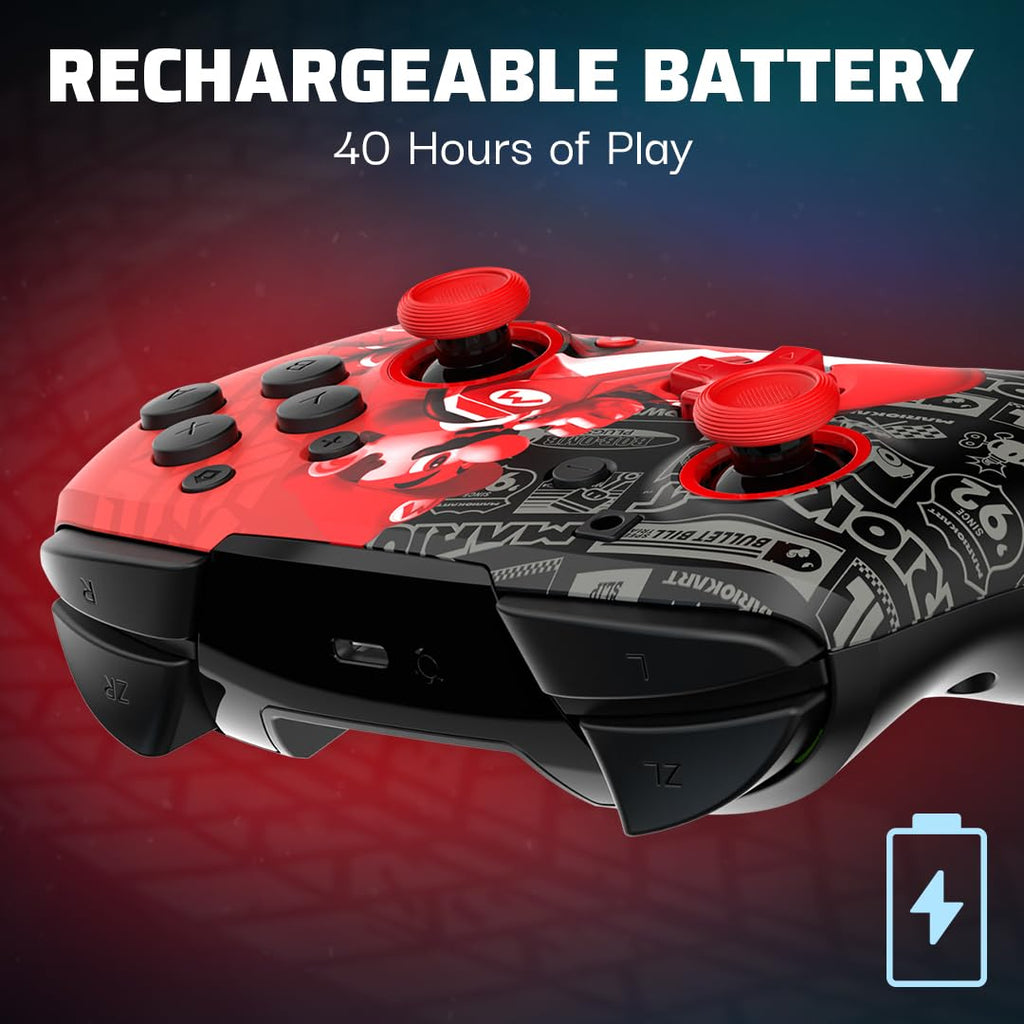 PDP Rematch Glow Wireless Gaming Controller Grand Prix Mario Switch 2. Lite | Works with Nintendo Switch OLED. Motion Controls. Rechargeable 40-Hr Battery. 2 Mappable Back Buttons. Grand Prix Mario Glow