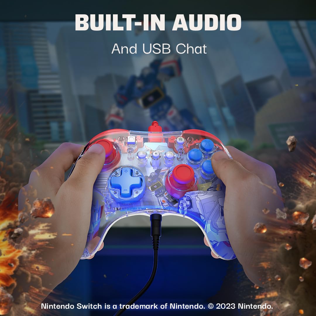 PDP REALMz Nintendo Switch Pro Controller. Customizable LED Lighting. 3.5mm Headphone Jack. Officially Licensed by Nintendo and Hasbro. Transformers