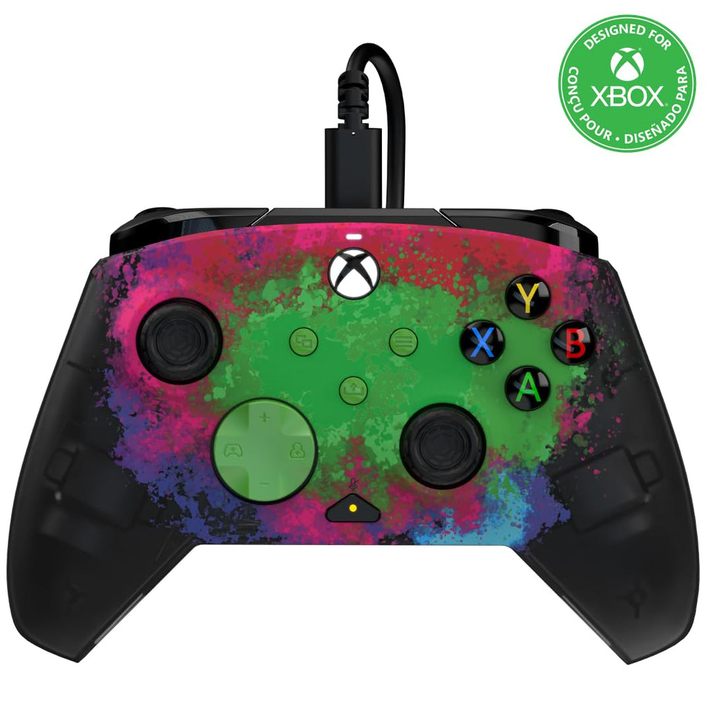 PDP Gaming REMATCH GLOW Enhanced Wired ControllerLicensed Xbox Series X|S Gamepad, Xbox One, Windows PC, Mappable Back Buttons, Audio Control, Customizable Companion App: Space Dust Glow in the Dark