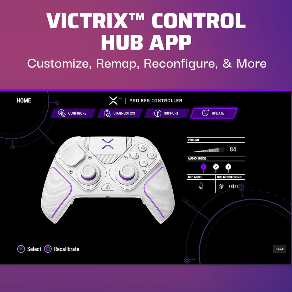 PDP Victrix Pro BFG Wireless Gaming Controller for Playstation 5 / PS5. PS4. PC. Modular Esports Gamepad. Remappable Buttons. Customizable Triggers/Paddles/D-Pad/Fightpad. PC App. White