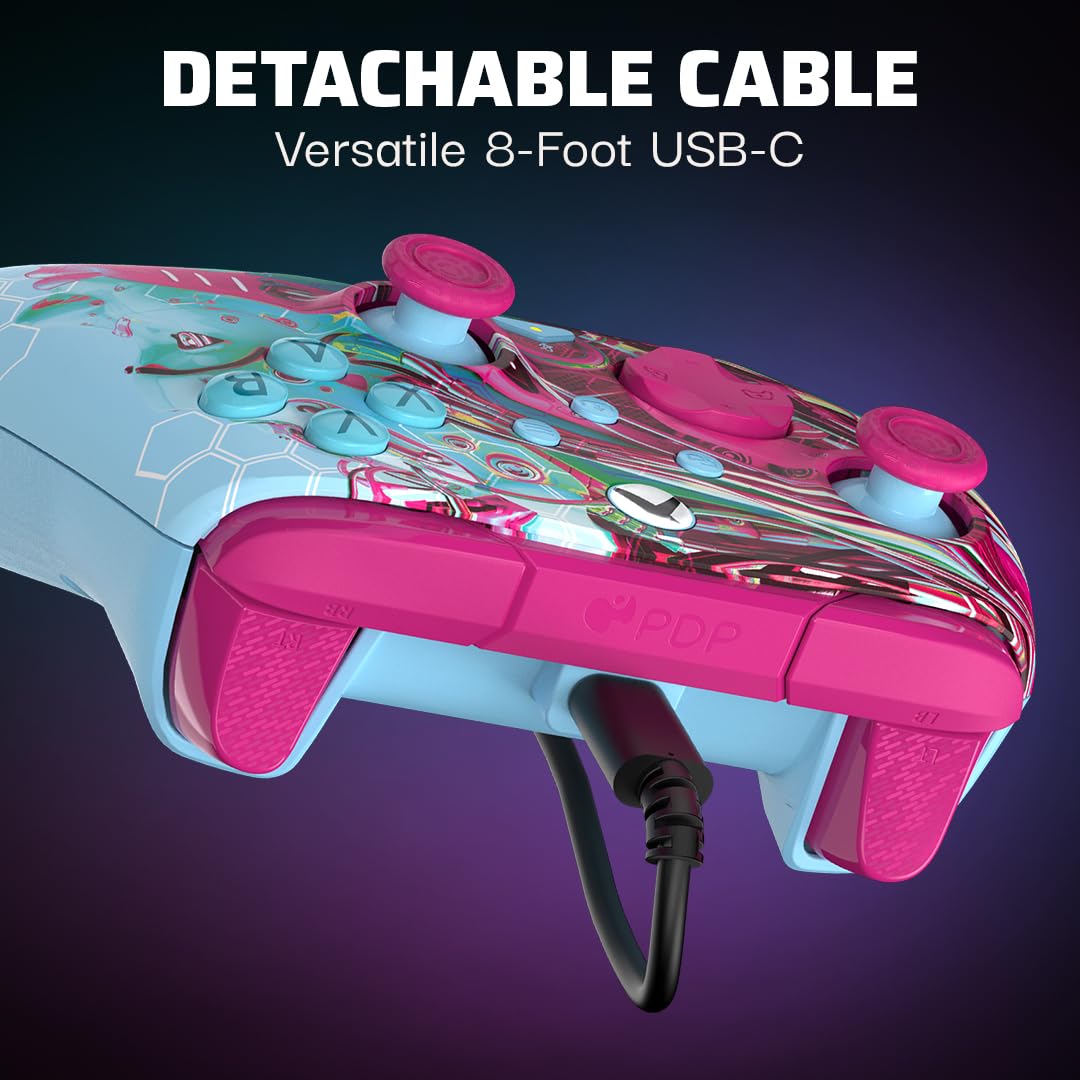 PDP Gaming REMATCH GLOW Enhanced Wired Gaming Controller: Licensed Glow in the Dark Gamepad for Xbox Series X|S, Xbox One, Windows PC, Mappable Back Buttons, Advanced Customizable App: Android Dreams