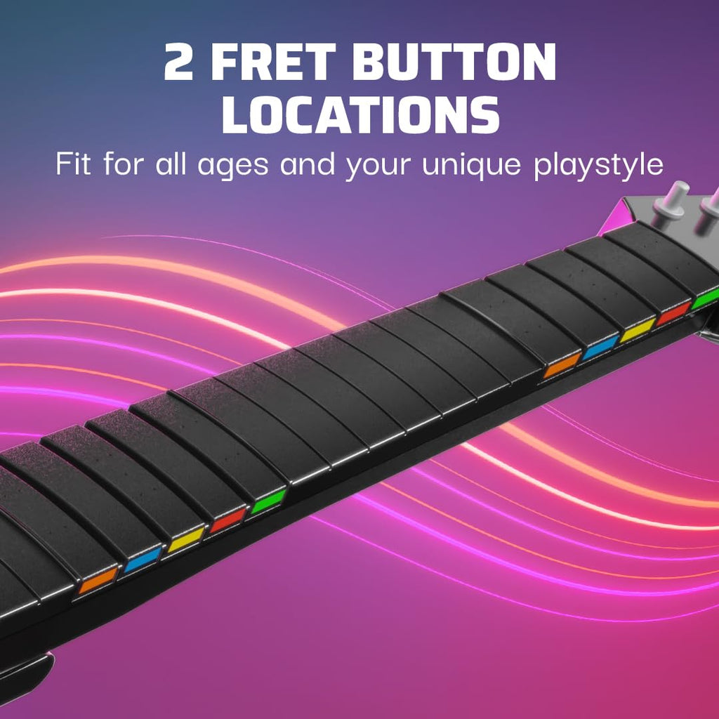 PDP Riffmaster Wireless Guitar Controller for Nintendo Switch 2. Lite. OLED | Licensed for Switch. Fortnite Festival. Rechargeable 40-Hr Battery. Collapsible Design. 2 Mappable Buttons. Audio Jack. Black