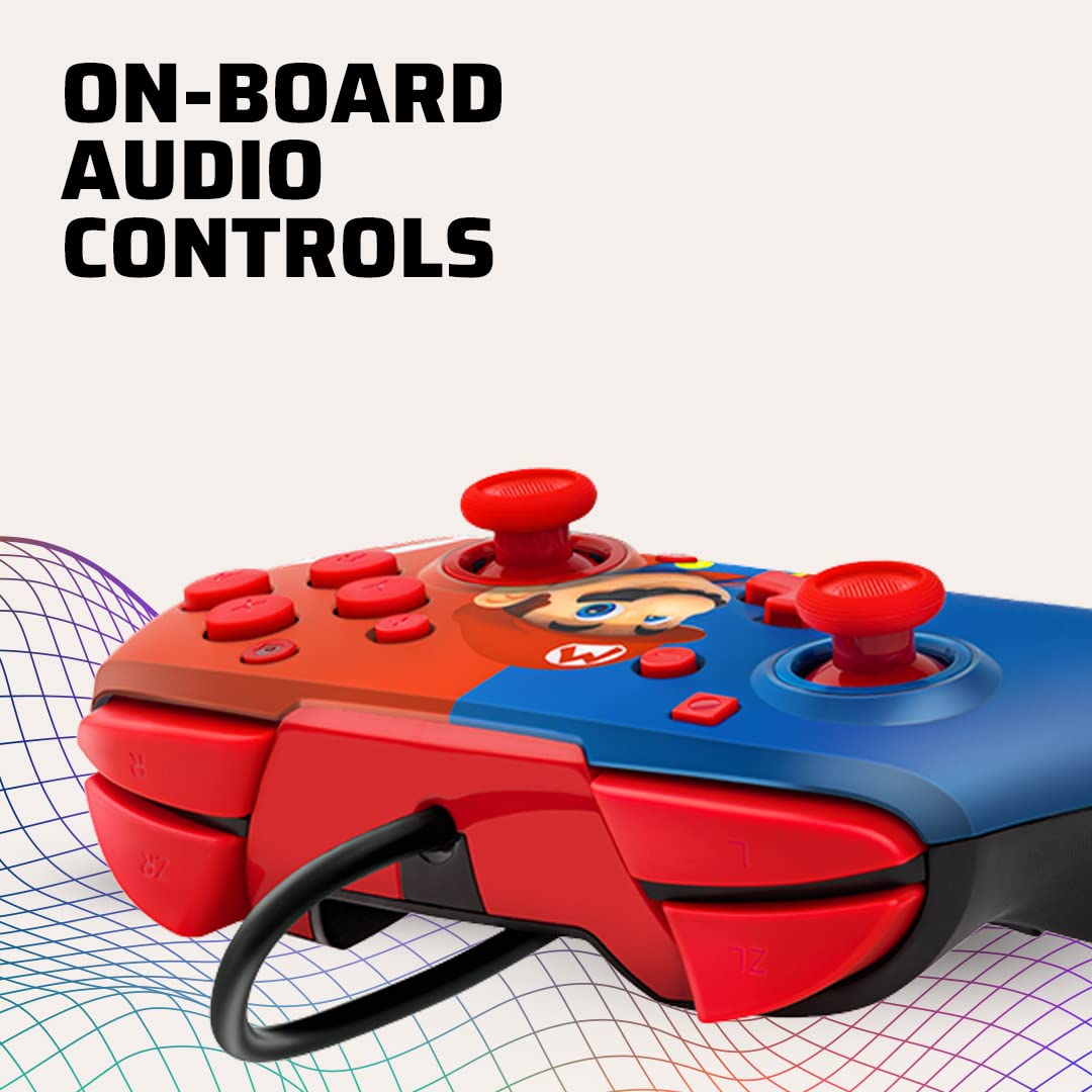 PDP REMATCH Enhanced Wired Power Nintendo Switch Pro Controller. Officially Licensed Switch Lite/OLED Compatible Gamepad. Customizable Programmable Buttons. Super Mario Power Pose (Red & Blue)