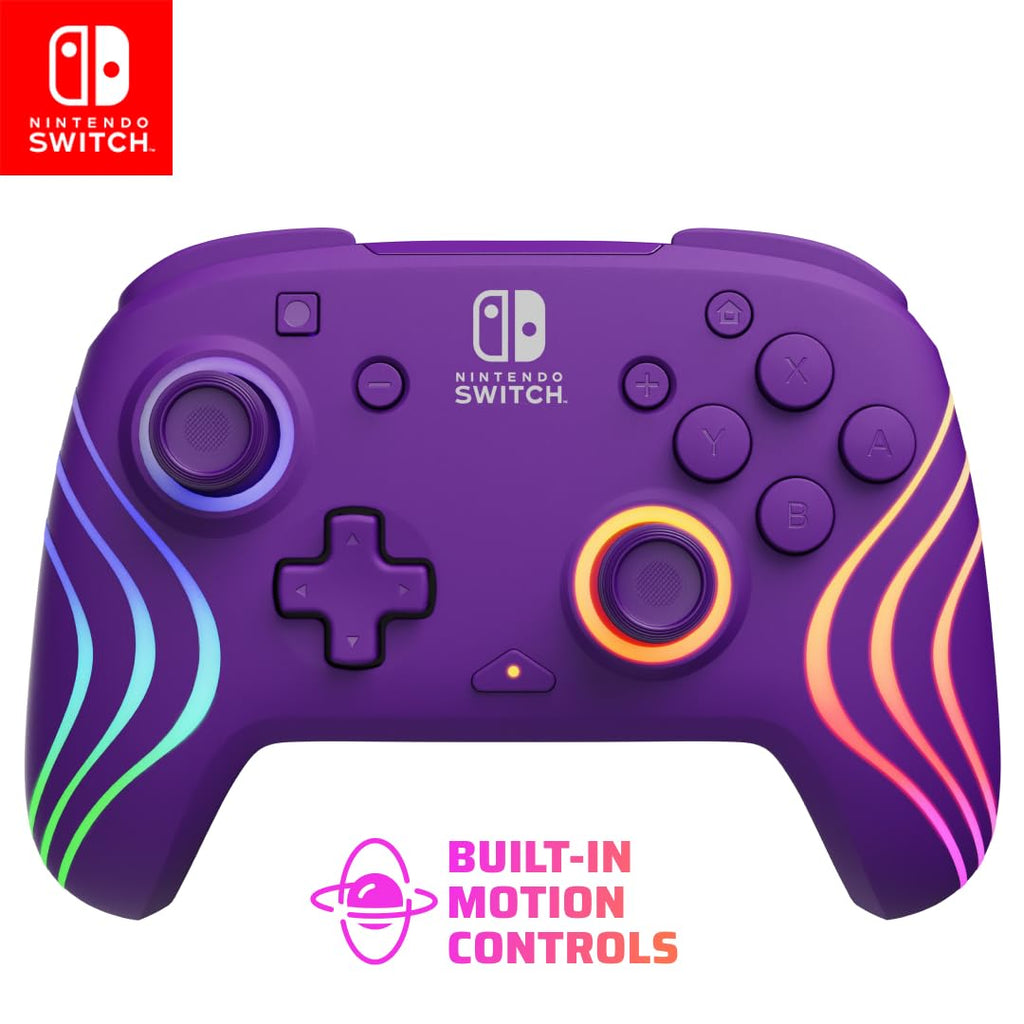 PDP Afterglow Wave Wireless RGB Gaming Controller for Nintendo Switch 2 | Nintendo Switch Lite. OLED. RGB LED Lighting. App Customization. Rechargeable 20-Hr Battery. 2 Mappable Back Buttons. Purple