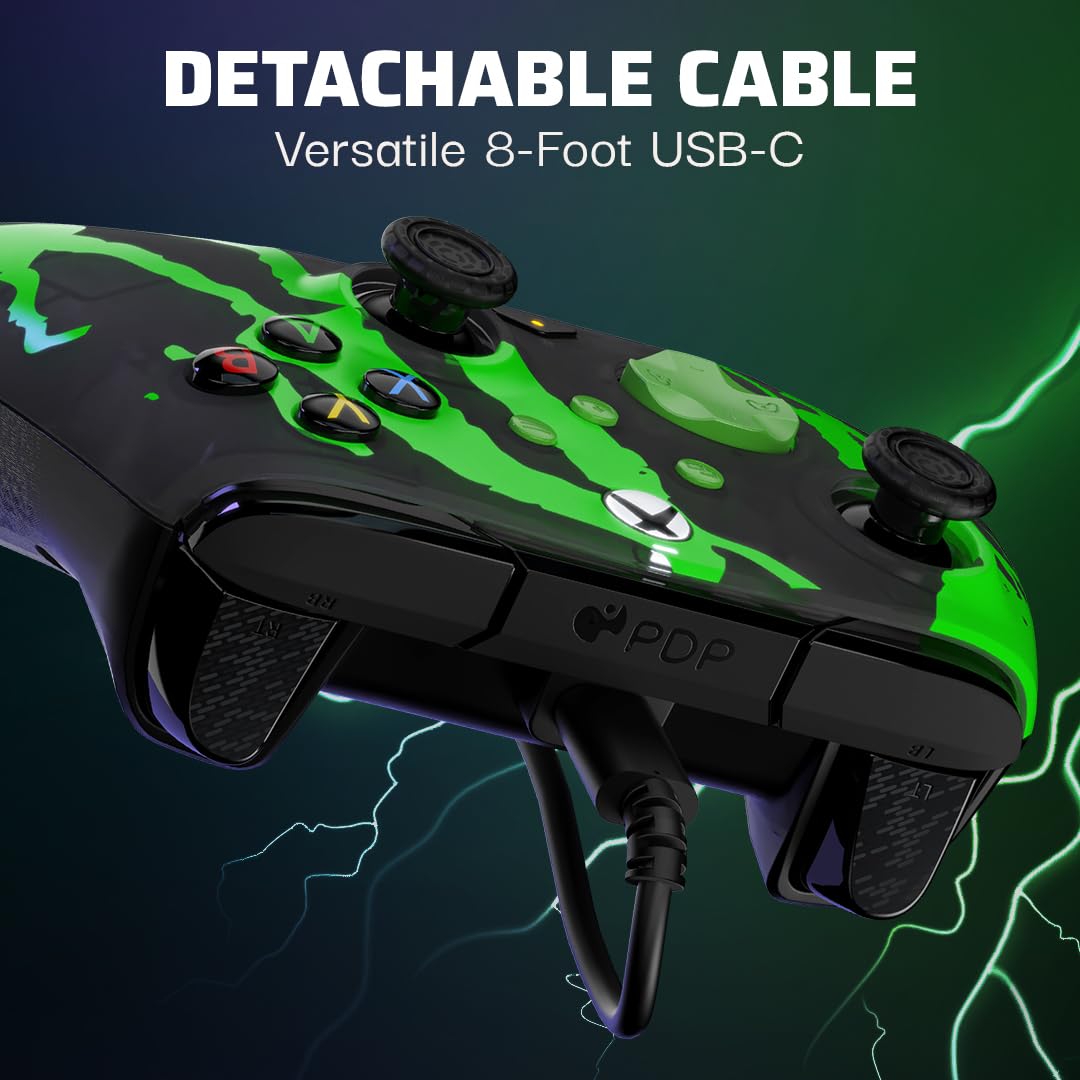 PDP Rematch Glow Enhanced Wired Controller for Xbox Series X|S & Xbox One | Licensed for Xbox & PC. 2 Mappable Back Buttons. Advanced Customization in Companion App. Glow-in-the-Dark. Jolt Green