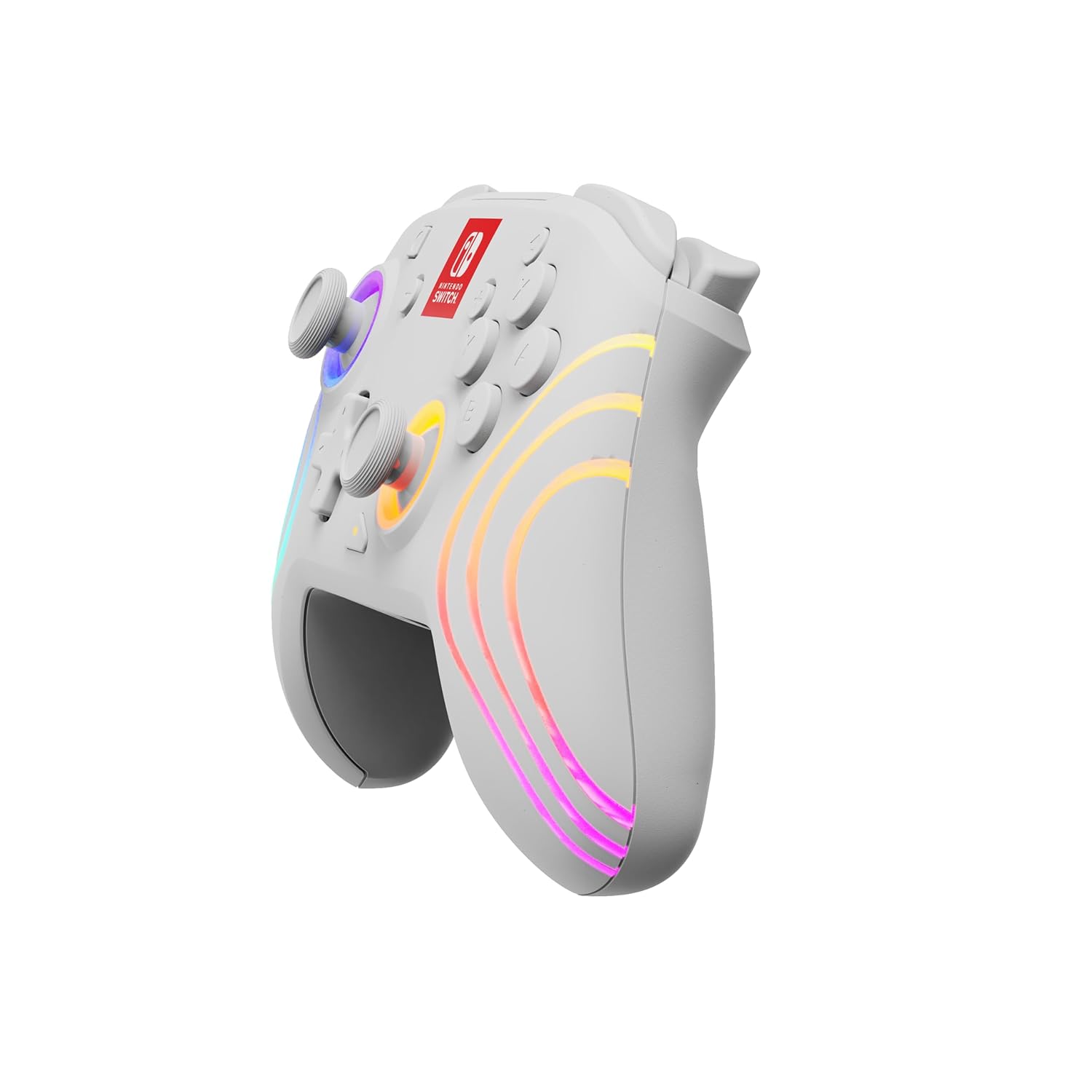 PDP Afterglow Wave Wireless RGB Gaming Controller for Nintendo Switch 2 | Nintendo Switch Lite. OLED. RGB LED Lighting. App Customization. Rechargeable 20-Hr Battery. 2 Mappable Back Buttons. White
