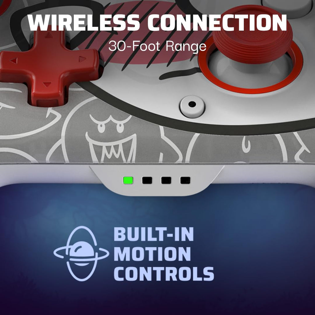 PDP Rematch Glow Wireless Gaming Controller Boo Hoo Nintendo Switch 2. Lite | Also works with OLED. Motion Controls. Rechargeable 40-Hr Battery. 2 Mappable Back Buttons. Mario Boo-Hoo Glow Red & White