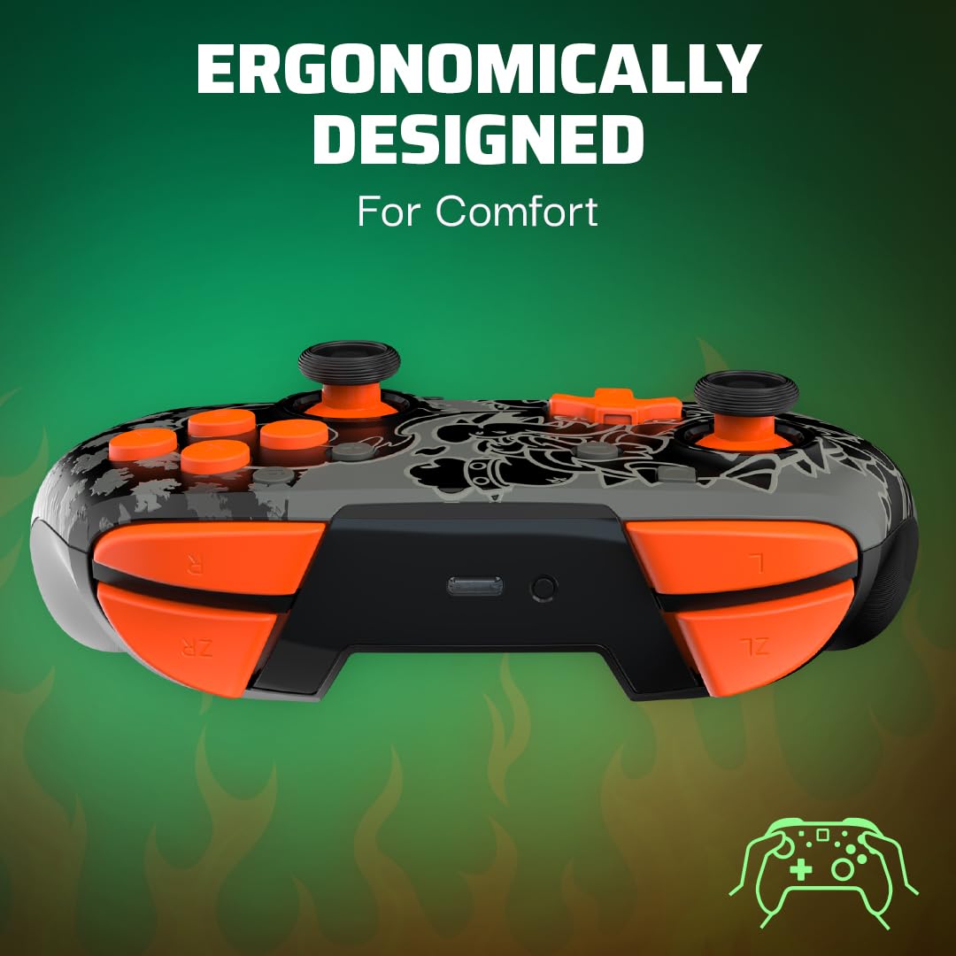 PDP REMATCH GLOW Wireless Nintendo Switch Pro Controller. Full Motion Controls – Licensed for Nintendo Switch. & Lite & OLED Model. Rechargeable Battery Power. Glow in the Dark