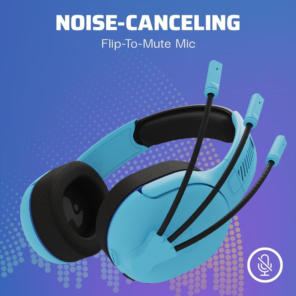 PDP AIRLITE Pro Wireless Stereo Gaming Headset. Officially Licensed by Sony PlayStation 5. PS5/PS4/PS3/PC. Lightweight Durable 40 Foot Connection. Noise-canceling Flip-to-Mute Mic. Neptune Blue