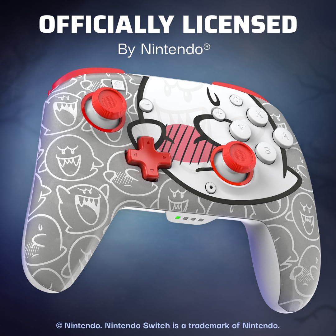 PDP Rematch Glow Wireless Gaming Controller Boo Hoo Nintendo Switch 2. Lite | Also works with OLED. Motion Controls. Rechargeable 40-Hr Battery. 2 Mappable Back Buttons. Mario Boo-Hoo Glow Red & White