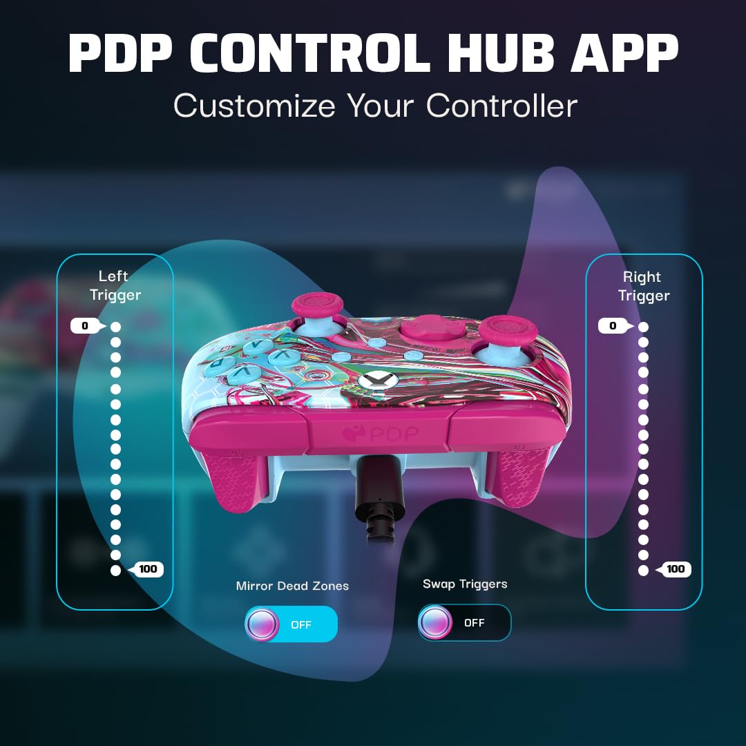 PDP Gaming REMATCH GLOW Enhanced Wired Gaming Controller: Licensed Glow in the Dark Gamepad for Xbox Series X|S, Xbox One, Windows PC, Mappable Back Buttons, Advanced Customizable App: Android Dreams