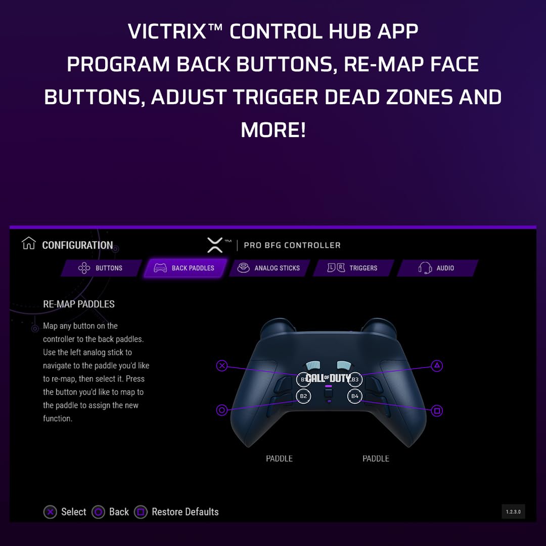 PDP Victrix Pro BFG Wireless Controller for PS4/PS5/PC. Sony 3D Audio. Modular Back Buttons/Clutch Triggers/Joystick. Call of Duty Midnight Mask