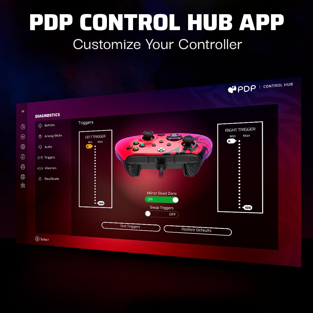 PDP Rematch Enhanced Wired Gaming Controller for Xbox Series X|S & Xbox One | Licensed for Xbox & PC. 2 Mappable Back Buttons. Adjustable Triggers. Audio Controls. Companion App. Gamepad. Spirit Red