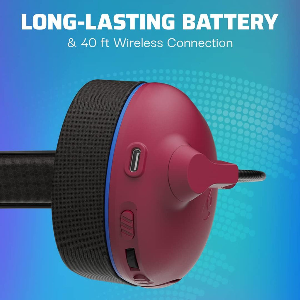 PDP AIRLITE Pro Wireless Stereo Gaming Headset. Officially Licensed by Sony PlayStation 5. PS5/PS4/PS3/PC. Lightweight Durable 40 Foot Connection. Noise-canceling Flip-to-Mute Mic. Cosmic Red