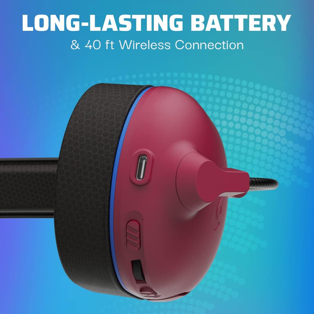 PDP AIRLITE Pro Wireless Stereo Gaming Headset. Officially Licensed by Sony PlayStation 5. PS5/PS4/PS3/PC. Lightweight Durable 40 Foot Connection. Noise-canceling Flip-to-Mute Mic. Cosmic Red
