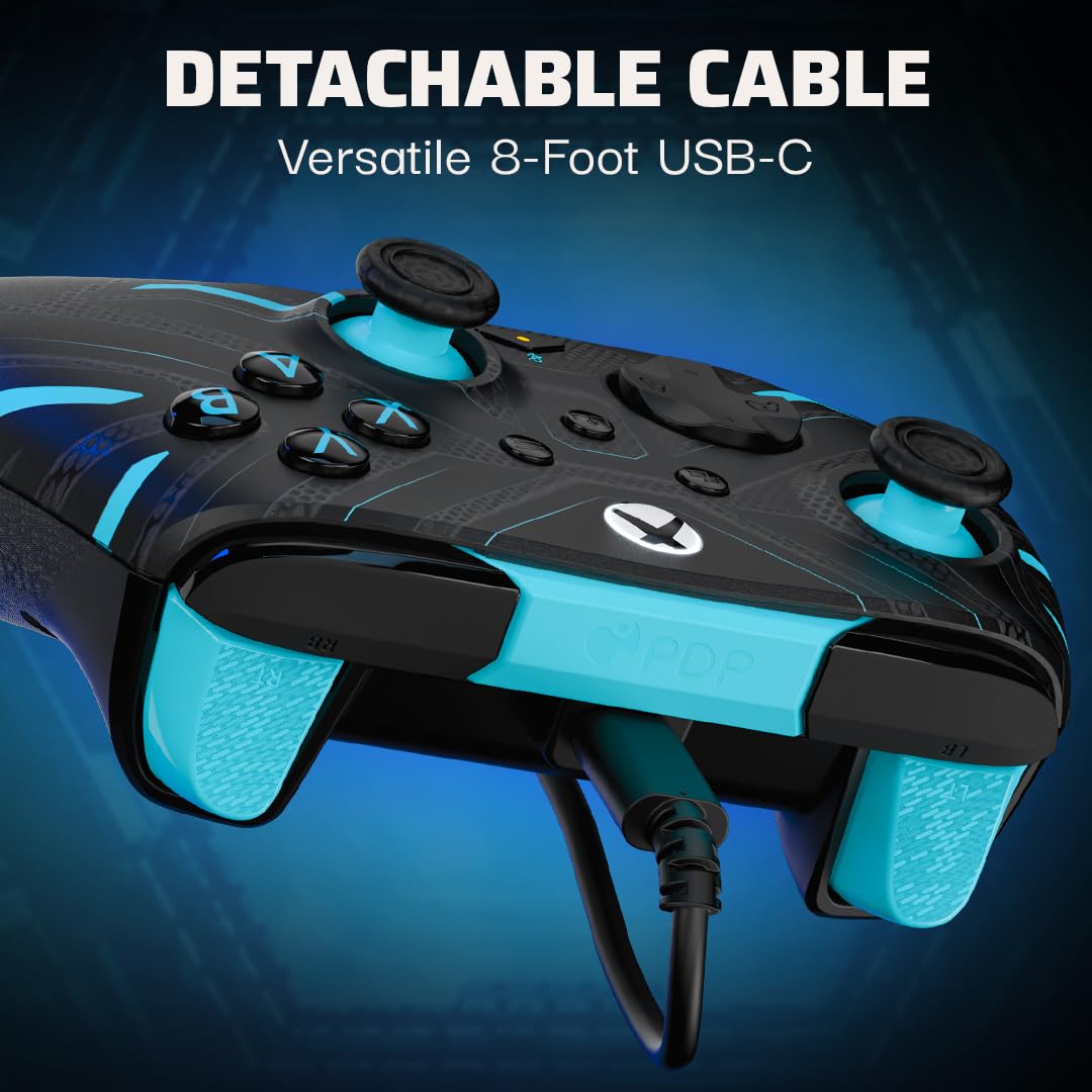 PDP Rematch Glow Enhanced Wired Controller for Xbox Series X|S & Xbox One | Licensed for Xbox & PC. 2 Mappable Back Buttons. Advanced Customization in Companion App. Glow-in-the-Dark.Titan Steel