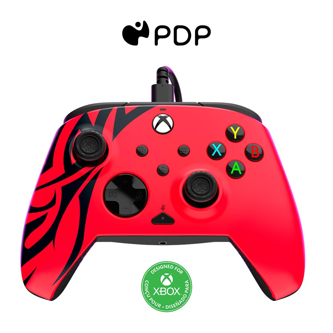 PDP Rematch Enhanced Wired Gaming Controller for Xbox Series X|S & Xbox One | Licensed for Xbox & PC. 2 Mappable Back Buttons. Adjustable Triggers. Audio Controls. Companion App. Gamepad. Spirit Red