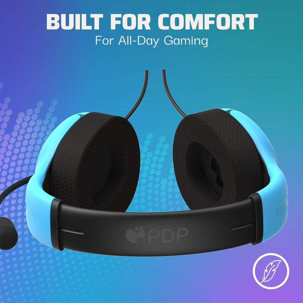 PDP AIRLITE Wired Stereo Gaming Headset. Officially Licensed by Sony PlayStation 5. PS5/PS4/PS3/PC. Lightweight Durable Headphones. 3.5mm Audio Jack. Noise-canceling Flip-to-Mute Mic. Neptune Blue
