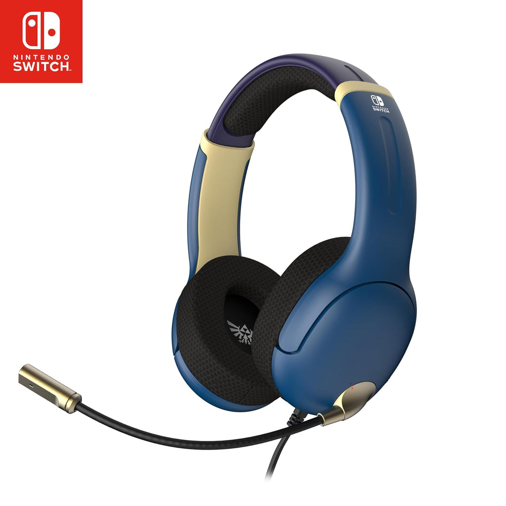 PDP Airlite Wired Gaming Headset for Nintendo Switch 2. Switch Lite. OLED | Flexible Noise-Cancelling Mic. Lightweight Design. Soft Ear Cushions. On-Ear Volume Controls. Zelda Hyrule Blue Edition