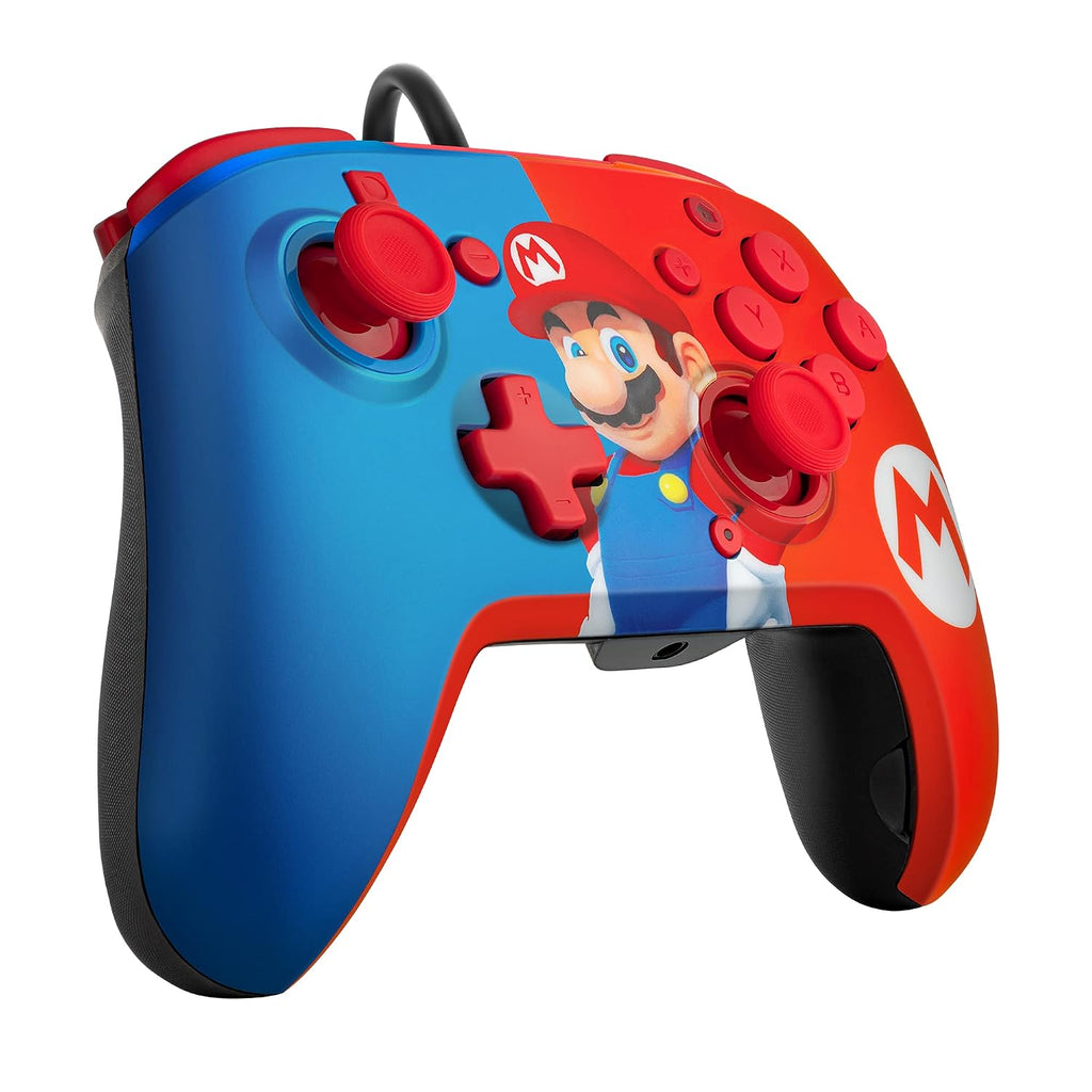 PDP REMATCH Enhanced Wired Power Nintendo Switch Pro Controller. Officially Licensed Switch Lite/OLED Compatible Gamepad. Customizable Programmable Buttons. Super Mario Power Pose (Red & Blue)