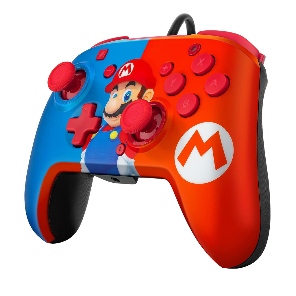 PDP REMATCH Enhanced Wired Power Nintendo Switch Pro Controller. Officially Licensed Switch Lite/OLED Compatible Gamepad. Customizable Programmable Buttons. Super Mario Power Pose (Red & Blue)