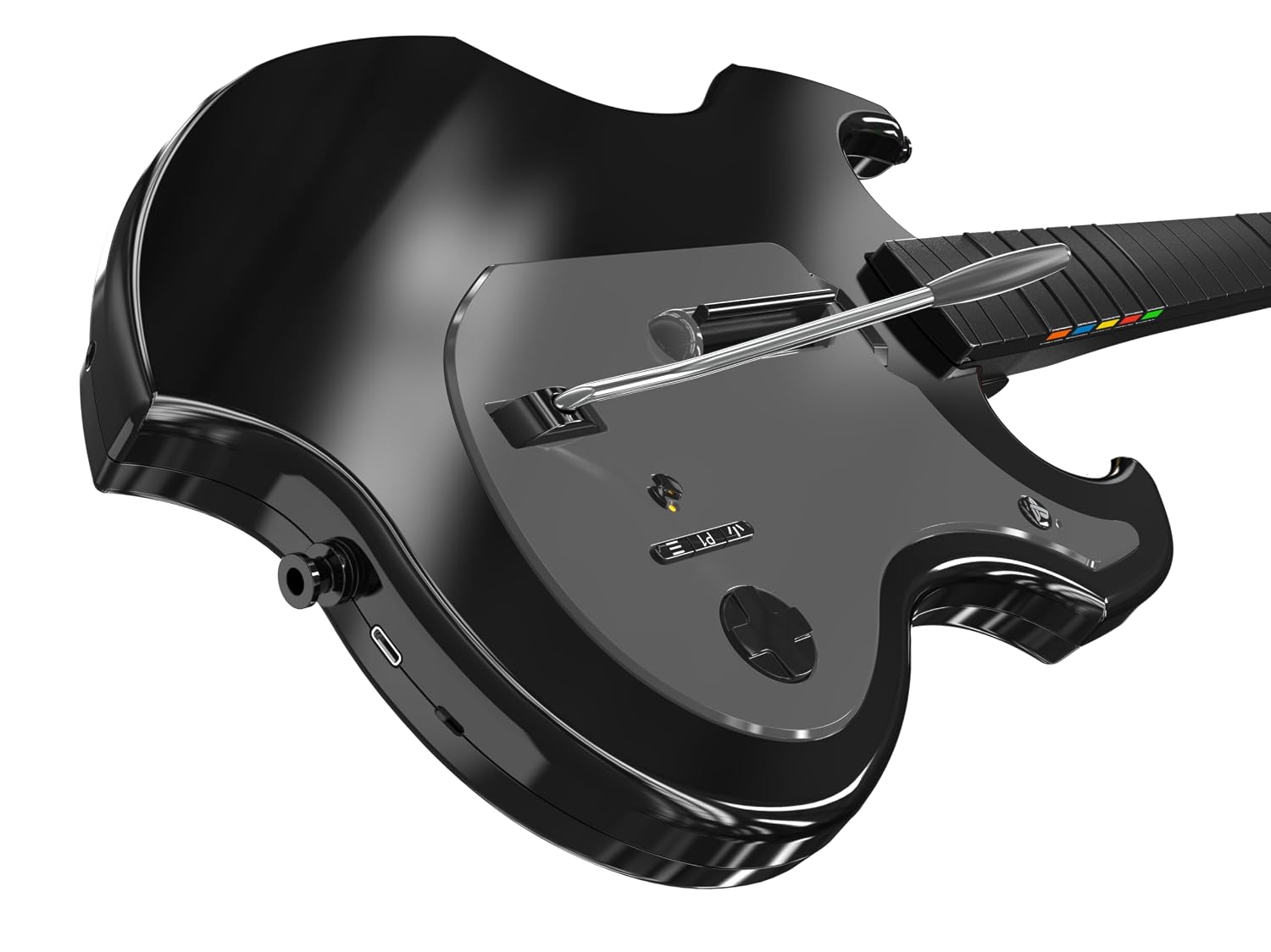 PDP Riffmaster Wireless Guitar Controller for PS5. PS4. PlayStation. PC | Licensed by Sony. Rock Band 4 & Fortnite Festival. 3.5mm audio jack. Rechargeable 36-Hr Battery. Collapsible Design - Black