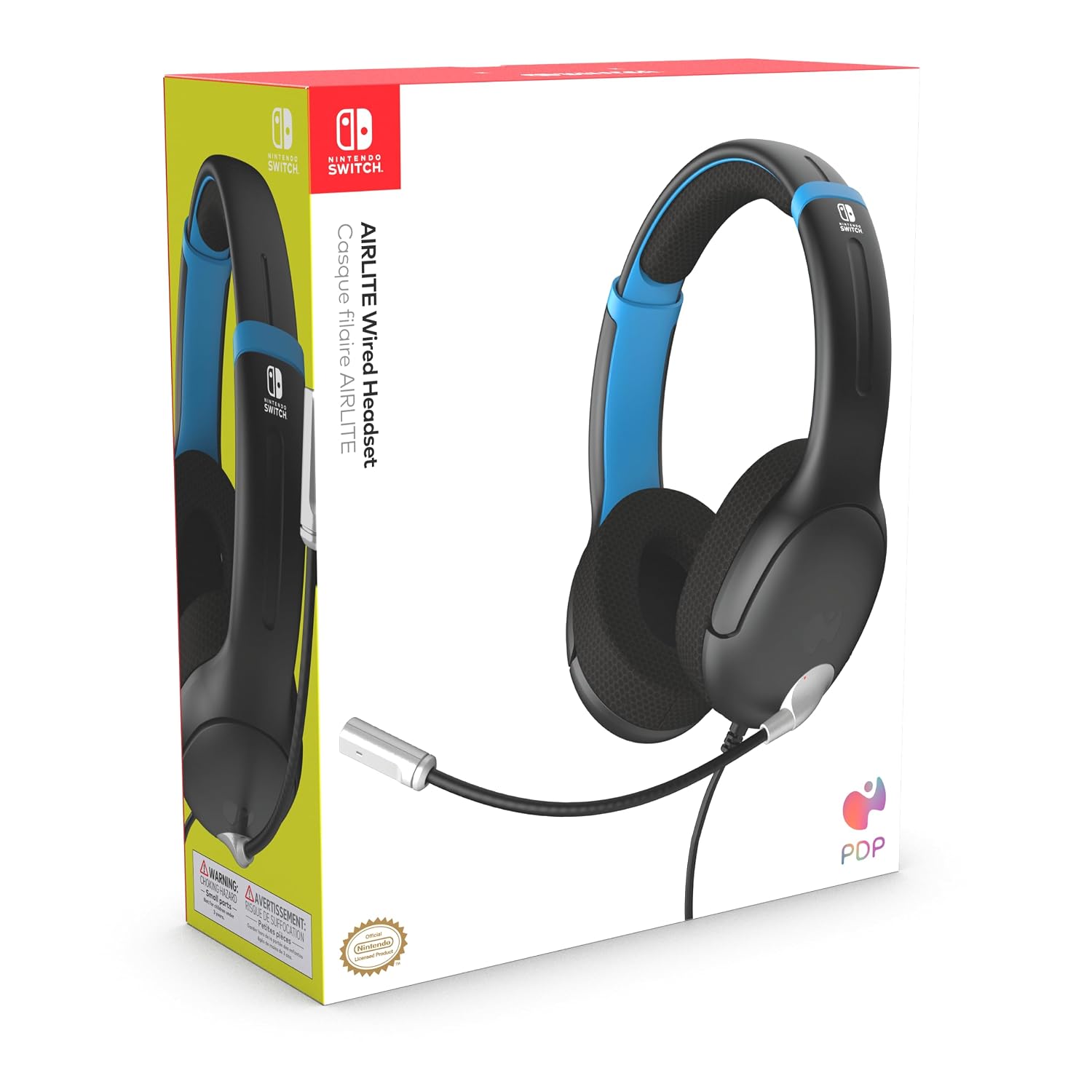 PDP Gaming AIRLITE Stereo Headset with Mic for Nintendo Switch/Lite/OLED - Wired Power Noise Cancelling Microphone. Lightweight. Soft Comfort On Ear Headphones (Moonlight Black/Blue)
