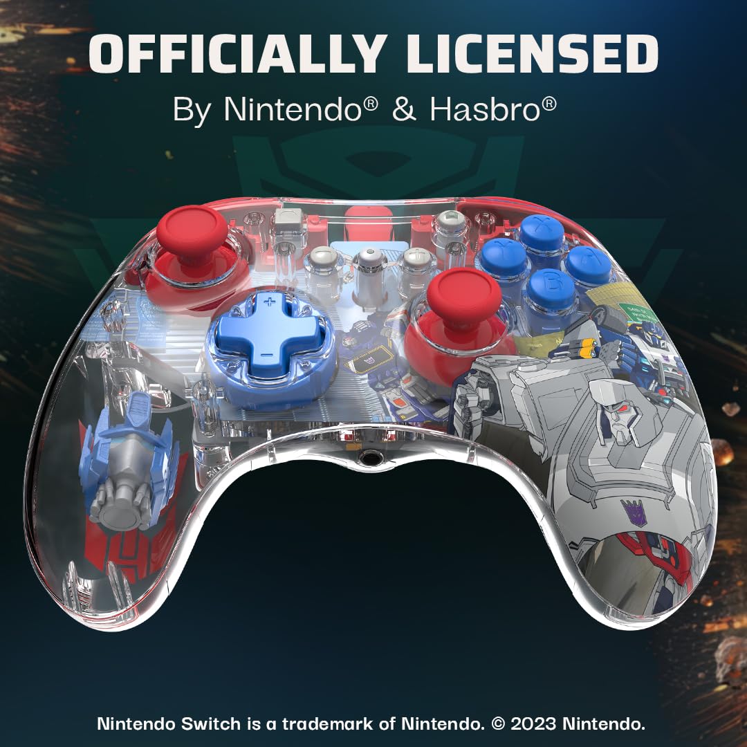 PDP REALMz Nintendo Switch Pro Controller. Customizable LED Lighting. 3.5mm Headphone Jack. Officially Licensed by Nintendo and Hasbro. Transformers