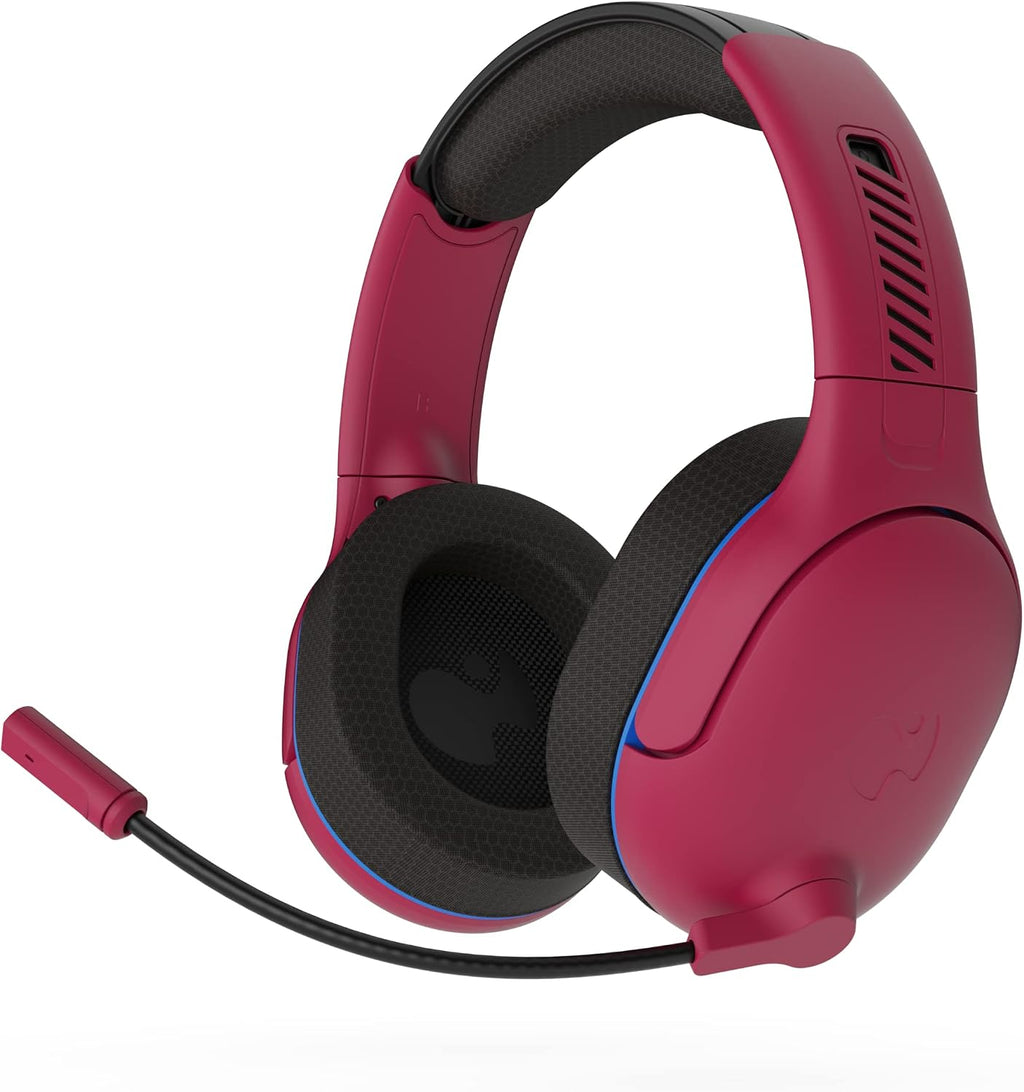 PDP AIRLITE Pro Wireless Stereo Gaming Headset. Officially Licensed by Sony PlayStation 5. PS5/PS4/PS3/PC. Lightweight Durable 40 Foot Connection. Noise-canceling Flip-to-Mute Mic. Cosmic Red