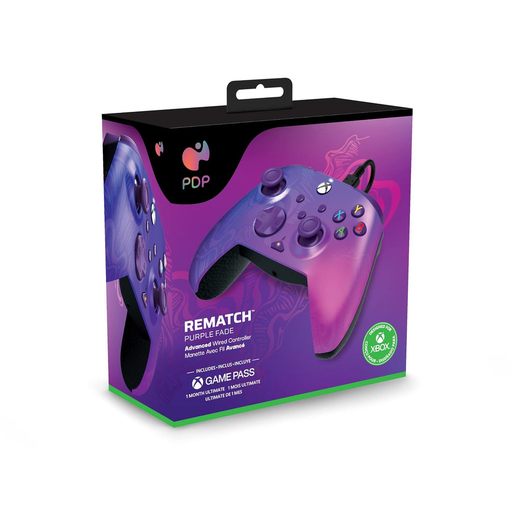 PDP Rematch Enhanced Wired Gaming Controller for Xbox Series X|S & Xbox One | Licensed for Xbox & PC. 2 Mappable Back Buttons. Adjustable Triggers. Audio Controls. Companion App. Gamepad. Purple Fade