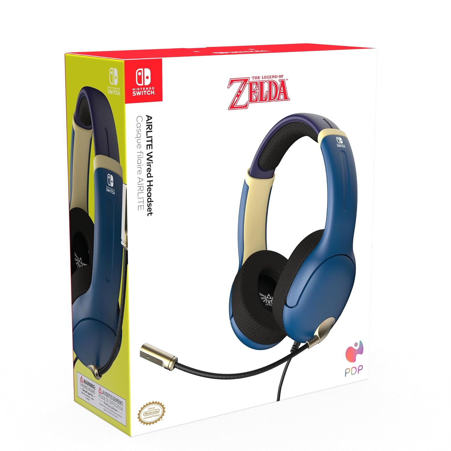 PDP Airlite Wired Gaming Headset for Nintendo Switch 2. Switch Lite. OLED | Flexible Noise-Cancelling Mic. Lightweight Design. Soft Ear Cushions. On-Ear Volume Controls. Zelda Hyrule Blue Edition