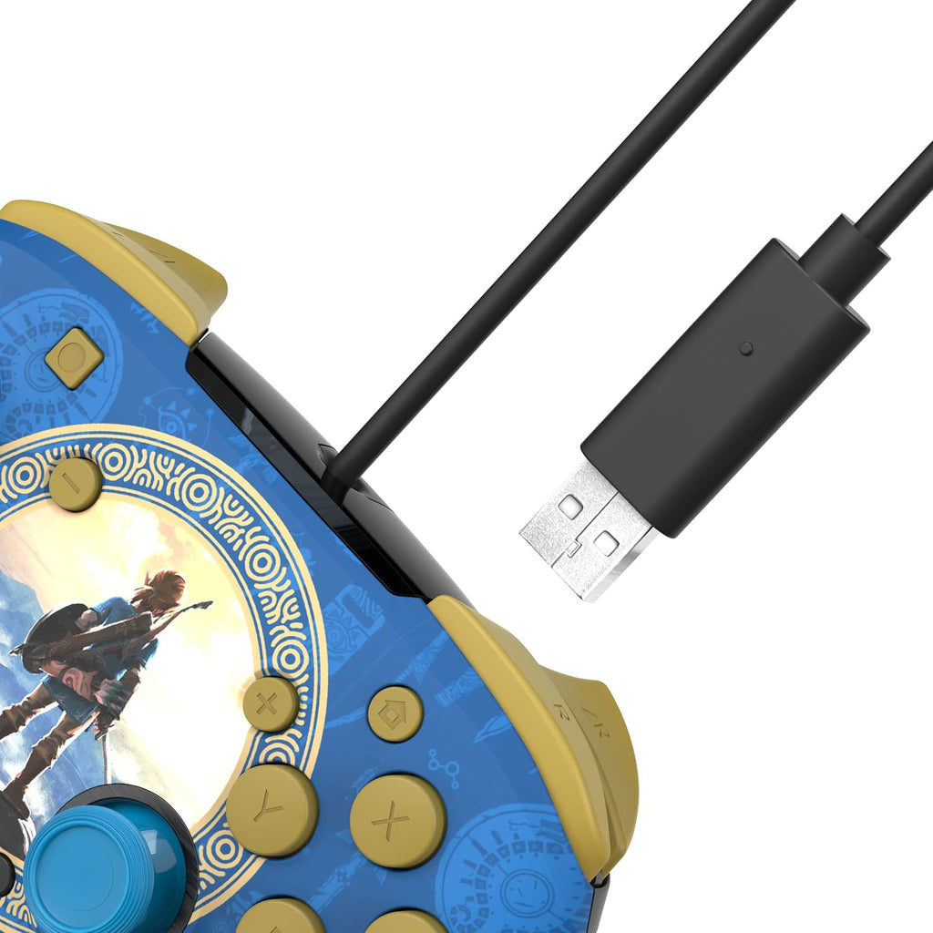PDP REMATCH Enhanced Wired Nintendo Switch Pro Controller. Switch Lite/OLED Compatible (Legend of Zelda - Hyrule Blue)