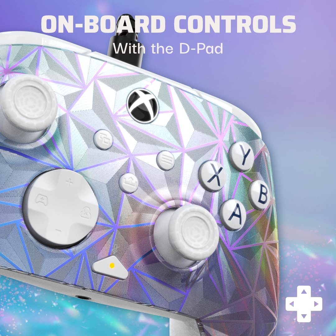 PDP Gaming REMATCH Enhanced Wired Gaming ControllerLicensed Xbox Series X|S Gamepad, Xbox One, Windows PC, Mappable Back Buttons, Customizable, Audio Control, Companion App: Frost Diamond (Metallic)