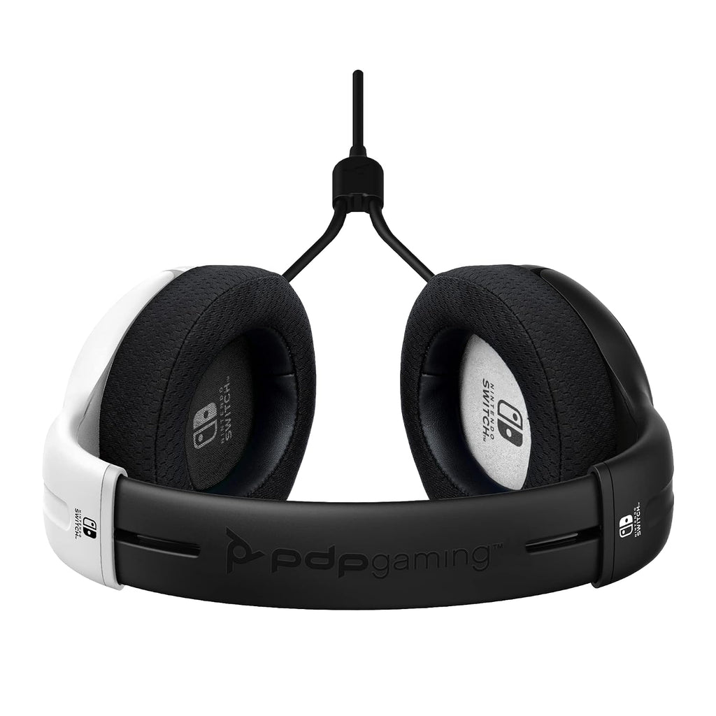 PDP Gaming AIRLITE Stereo Headset with Mic for Nintendo Switch/Switch Lite/OLED - Wired Power Noise Cancelling Microphone. Lightweight. Soft Comfort On Ear Headphones (Black & White)