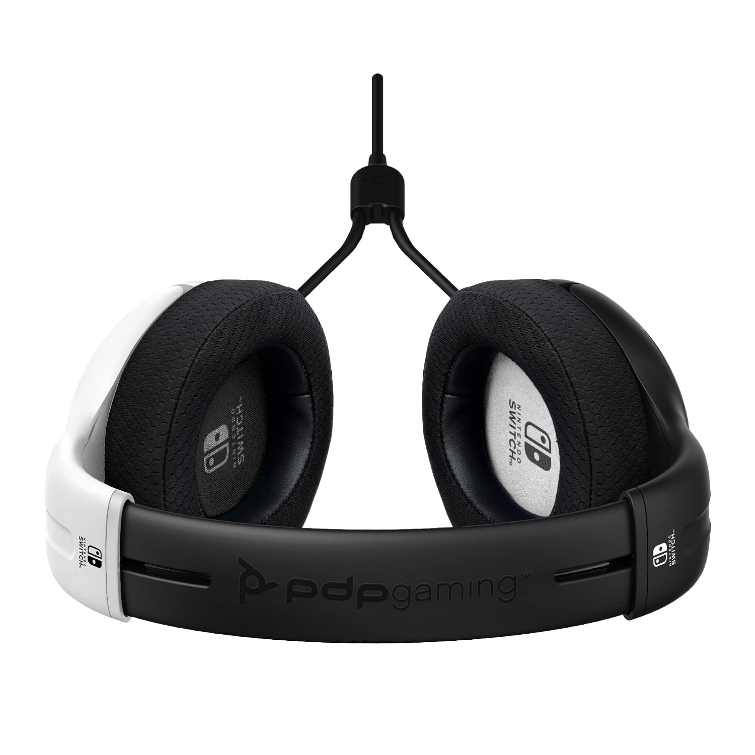 PDP Gaming AIRLITE Stereo Headset with Mic for Nintendo Switch/Switch Lite/OLED - Wired Power Noise Cancelling Microphone. Lightweight. Soft Comfort On Ear Headphones (Black & White)