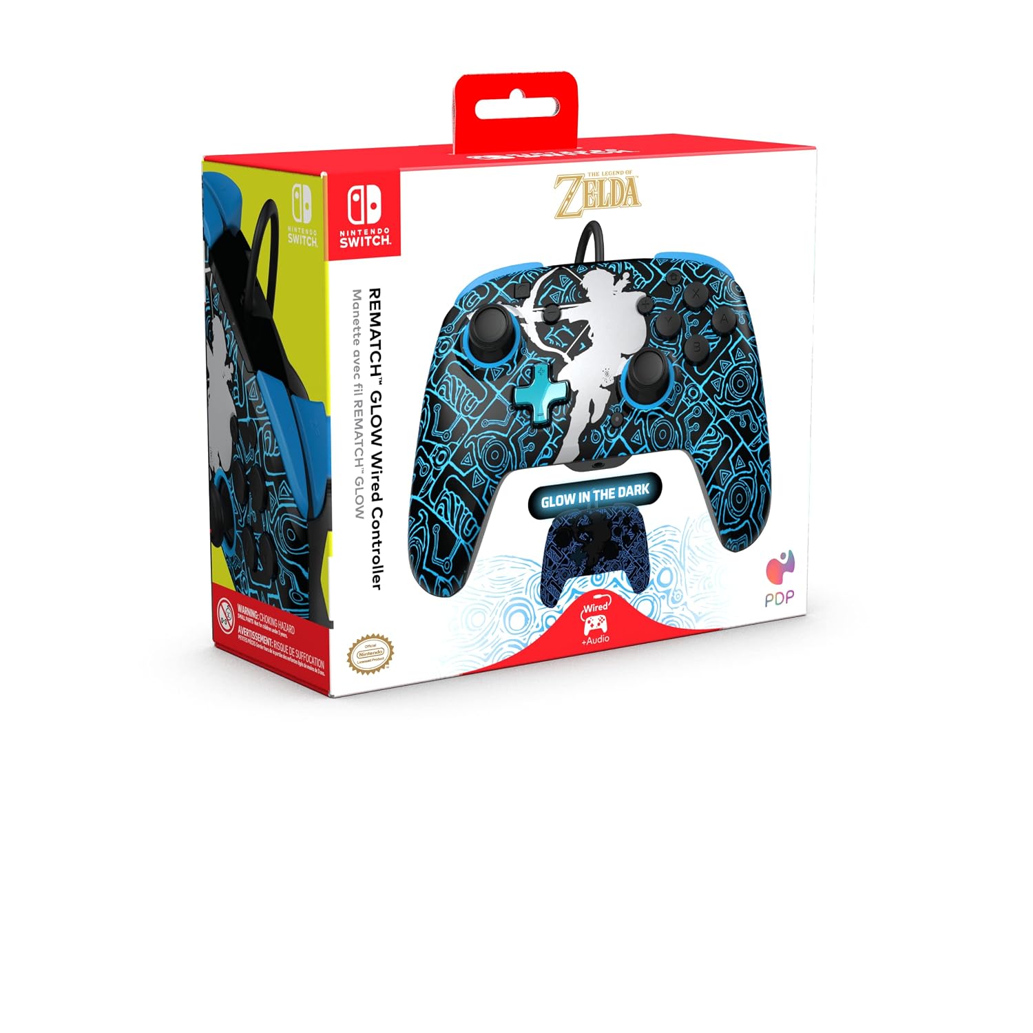 PDP Rematch Wired Gaming Controller: Sheikah Shoot - Officially Licensed for Nintendo Switch, Switch Lite & Switch - OLED Model, Nintendo Switch 2, Glow, Audio Controls, The Legend of Zelda