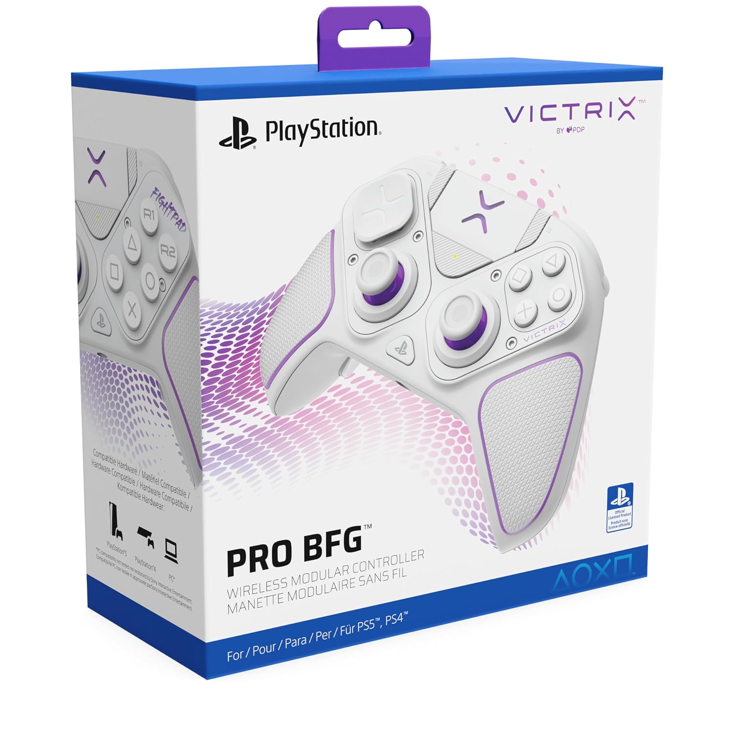 PDP Victrix Pro BFG Wireless Gaming Controller for Playstation 5 / PS5. PS4. PC. Modular Esports Gamepad. Remappable Buttons. Customizable Triggers/Paddles/D-Pad/Fightpad. PC App. White